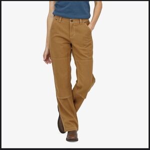 $160 Patagonia Cotton Blend Canvas Trousers Brown Solid Workwear Double-Knee W32